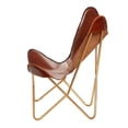thumbnail image 3 of Carolina Classics Monroe Leather Butterfly Chair in Brown and Gold, 3 of 4