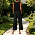 thumbnail image 6 of ClodeEU Women's Linen 2 Piece Outfit ,Sleeveless Crewneck Tank Top and Straight Leg Cropped Pants Set ,Casual Summer Office Wear Black,Women's Plus M, 6 of 9