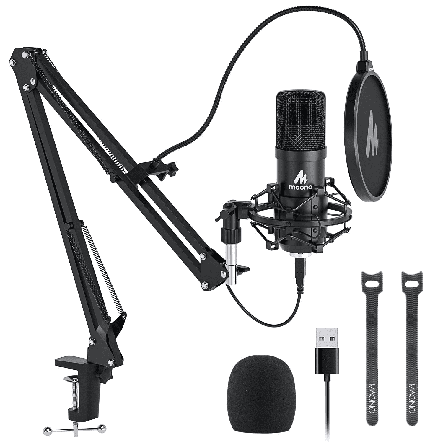 USB Microphone MAONO 192KHZ/24Bit Plug & Play PC Computer Podcast Condenser Cardioid Metal Mic Kit with Professional Sound Chipset for Recording Gaming Singing YouTube (AU-A04)