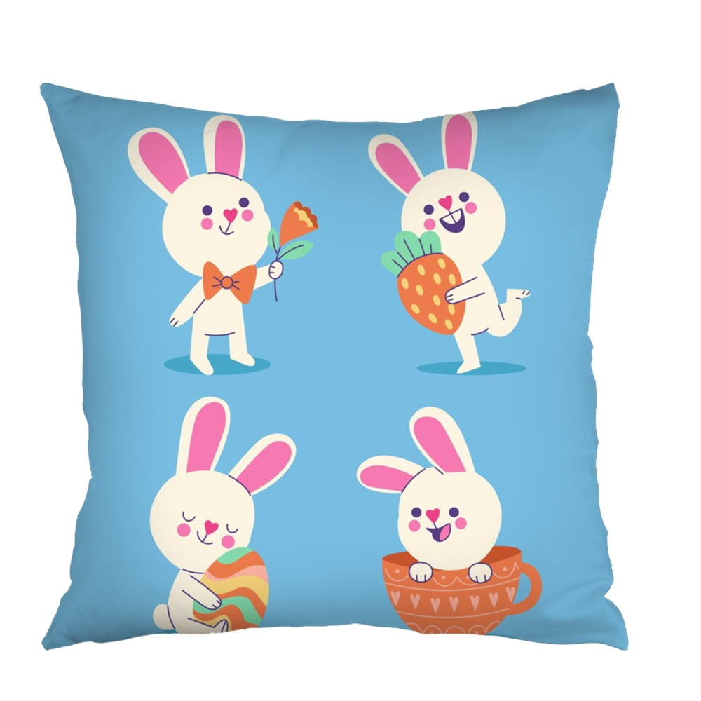 Dicasser 1 Pc Happy Easter Pillow Covers Easter Bunny Cushion cover