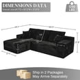 thumbnail image 2 of Aukfa 107" Cloud Sectional Boneless Couch Oversized Modular L-Shaped Sofa for Living Room, Left Chaise, Corduroy, Black, 2 of 9