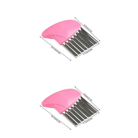 

2pcs Stainless Steel Fruit and Vegetable Wavy Chopper Potato Carrot Chip French Fry Crinkle Slicer Pink