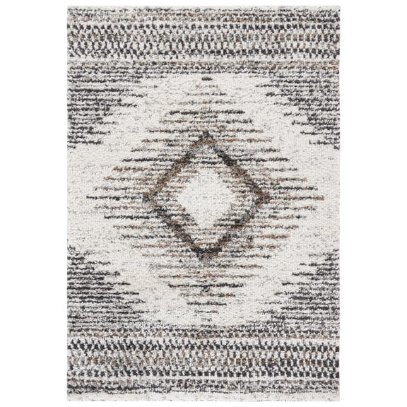 SAFAVIEH Jericho Marjan Aztec Polyester Shag Area Rug, Black/Rust, 8' x 10'