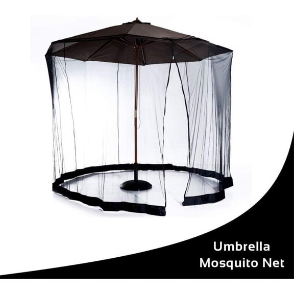 HomeRoots Outdoors 9-inch Mesh Black, Patio Umbrella, Bug Screen Mosquito Net, Canopy Curtains Adjustable Enclosure