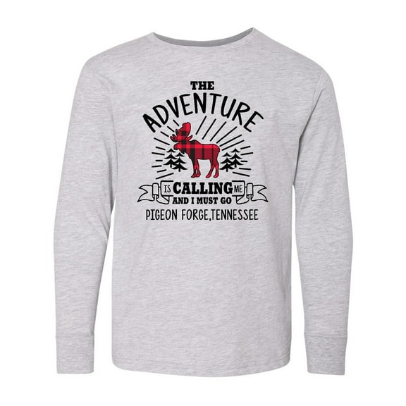 Inktastic Pigeon Forge Tennessee The Adventure is Calling and I Must Go Long Sleeve Youth T-Shirt