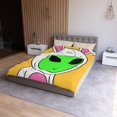 thumbnail image 1 of Green Alien V Face White Bunny Rabbit Visitor Microfiber Duvet Cover, 1 of 7