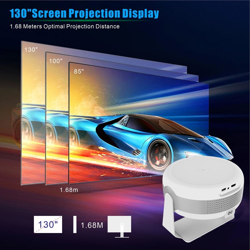 Projector,AILKIN Portable Mini Smart Projector 4K Outdoor Movie Home Theater,Remote Control Focus 5G 1280P with 130" Projector with Wifi and Bluetooth Compatible iOS/Android 12.0