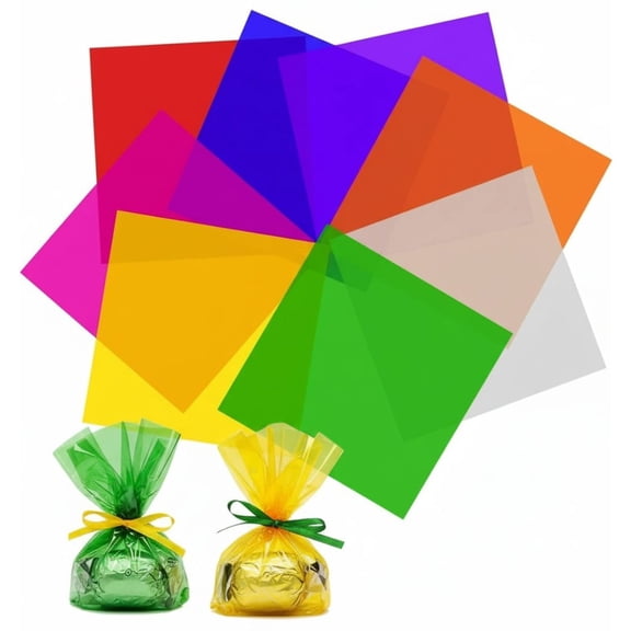 120 pieces of colored glass paper, 12×12 inch glass paper, used as colored glass paper packaging materials for DIY artworks, packaging small gifts, candy wrapping, and decoration for festivals and pa