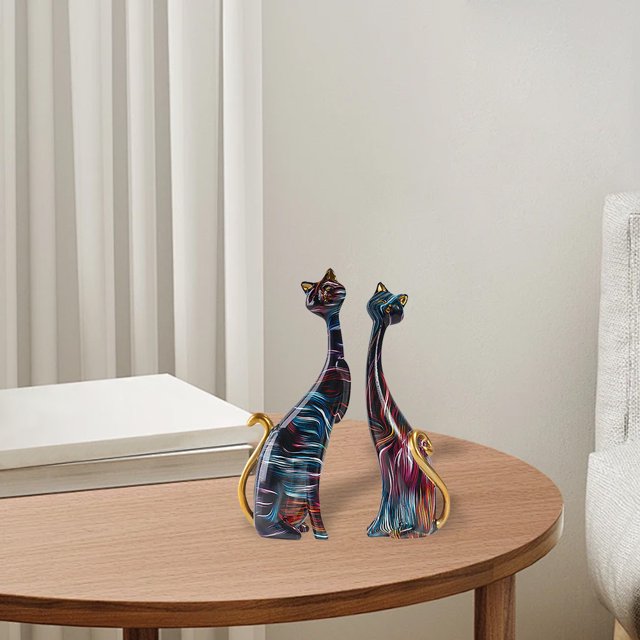 Adornos de animales para parejas, adornos de gatos de dibujos animados nórdicos, decoración moderna para porche de escritorio