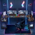 thumbnail image 3 of CONCETTA 49 Inch Modern L Shaped Computer Desk with Lower Storage Shelf & Side Bag, Two-Way Convertible Corner Gaming Table for Home Office, Rust, 3 of 8