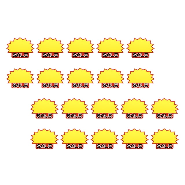 Uxcell 60pcs Retail Star Burst Signs 8.3"x5.9" para tienda, amarillo (Estilo 29)