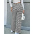 thumbnail image 3 of Womens Casual Striped Wide Leg Pants Drawstring Elastic Waist Y2K Straight Long Trousers Palazzo Pants Ribbed Sweatpants with Pockets Alsol Lamesa, 3 of 6