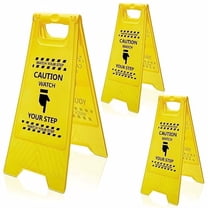 3 Pcs Caution Watch Your Step Sign Safety Double Sided Floor Heavy Duty Plastic Warning Caution Sign for Home Yard Outdoor Wet Floor Step, 24 x 11.6 x 8 Inch, Black on Yellow$$Safety & Emergency