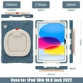 thumbnail image 2 of iPad 10th Generation Case 2022 10.9 inch A2696 A2757 A2777, TECH CIRCLE Heavy Duty Rugged Silicone Case with Swivel Ring Stand/Stable Kickstand/Shoulder Strap/Pencil Holder, Cornflowerblue, 2 of 10