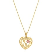 Brilliance Fine Jewelry 10K Two-Tone Gold Heart Flower on GoldFilled Necklace,18"
