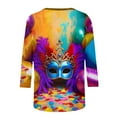 thumbnail image 5 of Mceream Mardi Gras Shirts for Women Bling Glitter Carnival Outfits 3/4 Sleeve Tunic Tops Funny Mask Graphic Tees Crewneck Vintage Mask Print Blouses Plus Size Multicolor XXL, 5 of 6