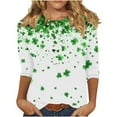 thumbnail image 5 of Odbmxy Womens T Shirts Shamrock St. Patty's Day 3/4 Sleeve Womens Shirts Casual Pullover Party Green Regular Shirts, 5 of 5