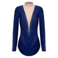 thumbnail image 3 of Zaldita Womens Glittery Gymnastics Latin Dance Leotard Sheer Mesh Keyhole Ballet Bodysuits Top Navy Blue S, 3 of 6
