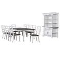 thumbnail image 3 of French Chic Extending 96" Dining Set w 8 Chairs & China Cabinet White/Brown Wood, 3 of 7
