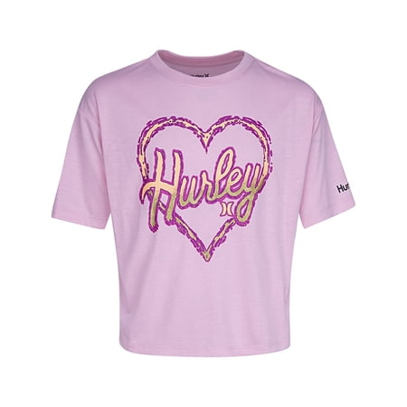 Hurley girls Boxy Heart Graphic T-Shirt with Hair Tie, 6X