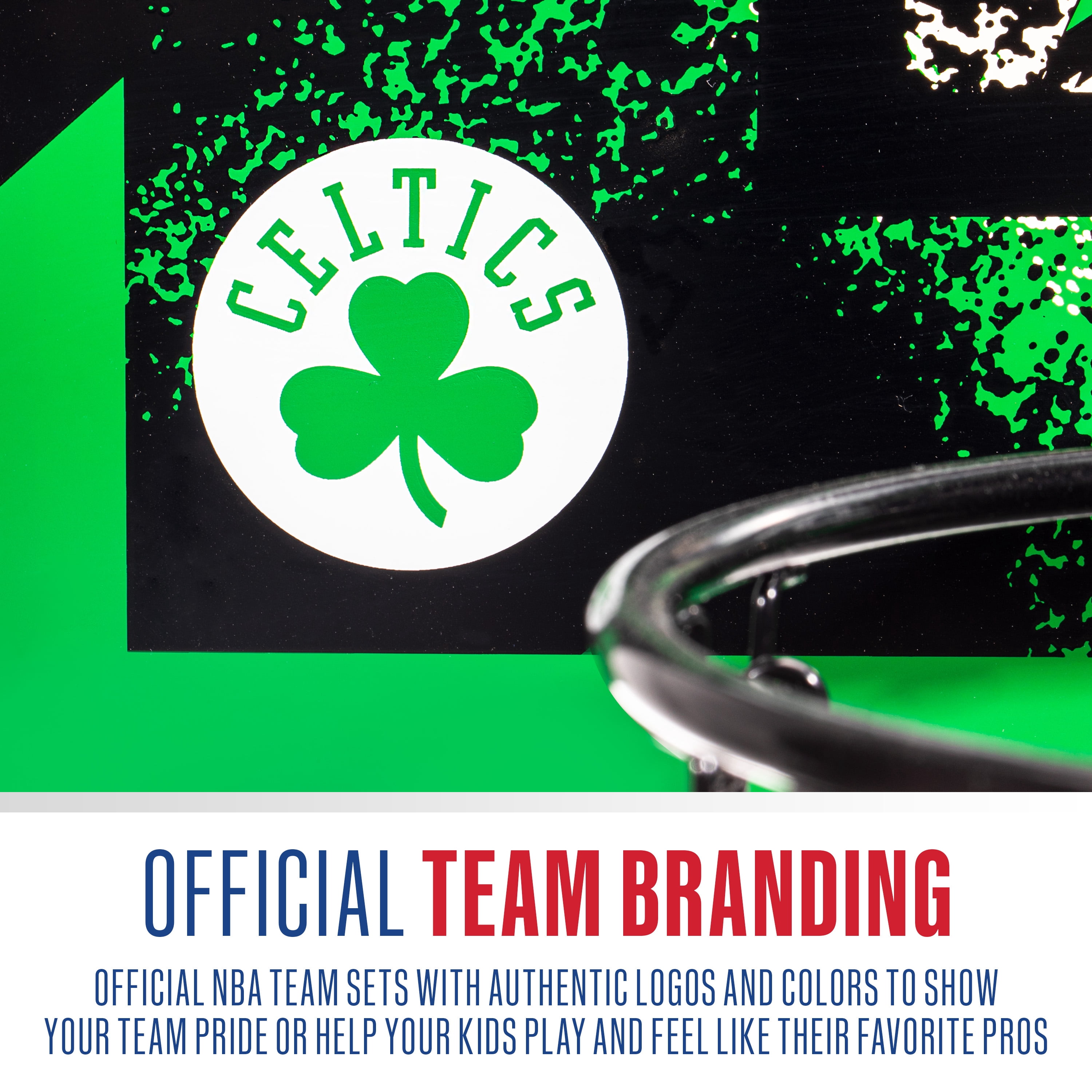 Franklin Sports NBA Boston Celtics Over the Door Basketball Hoop - Kids Indoor Basketball Hoop with Mini Basketball - NBA Fan Shop Mini Hoop for Bedroom + Office - Over the Door Mini Hoop Set