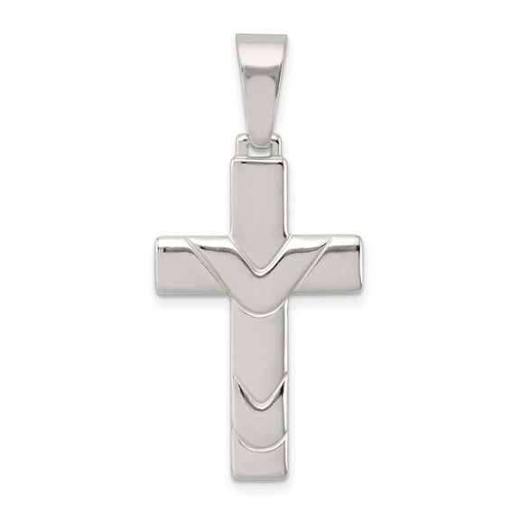Sterling Silver Polished Cross Pendant QC8116