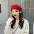 thumbnail image 6 of ZSQDM French Style Beret Hat for Women New Casual Versatile Solid Colour Knitted Beret Outdoor Warm Cap Simple Painter Hat Female Womens Classic Knit Beret Cap, 6 of 7