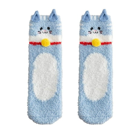 

ZMHEGW Women s Socks Winter Autumn Mid Tube Cat Thickened Warm Stockings Socks