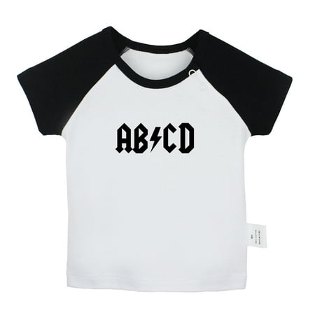 

AB CD Funny Rock T shirt For Baby Newborn Babies T-shirts Infant Tops 0-24M Kids Graphic Tees Clothing (Short Black Raglan T-shirt 6-12 Months)