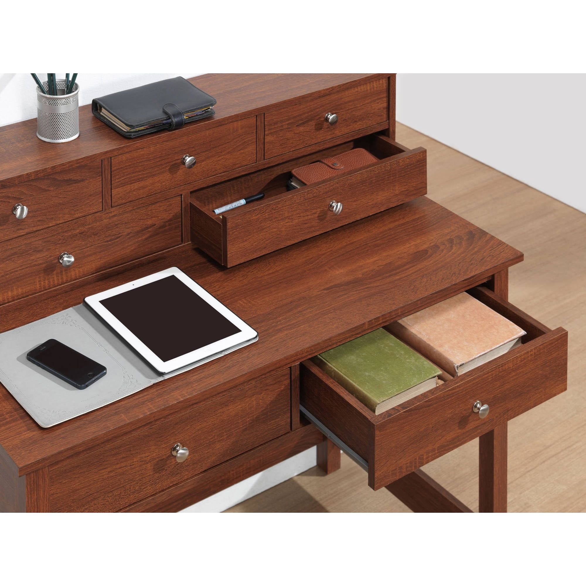 Techni Mobili Elegant Writing Desk With Storage And Hutch