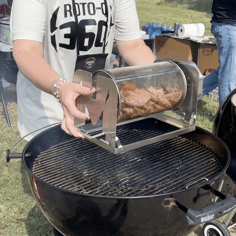 ROTO-Q 360 Cordless Rotisserie Kit w/Tumble Basket - Stainless