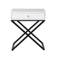 thumbnail image 3 of Koda 23" White End Side Table with Glass Top, Drawer & Metal Base, 3 of 6