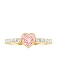 thumbnail image 5 of Rosec Jewels Lab Grown Pink White Diamond Heart Engagement Ring 1 Carat - IGI Certified - VS1 Grade- Bezel Set Pink Diamond Ring, 18K Yellow Gold, US 11.00, 5 of 9