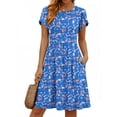 thumbnail image 3 of UVN Womens Summer Dresses Short Petal Sleeve Crew Neck Midi Sundress for Women A-Line Flowy Dress with Pocket, 3 of 9