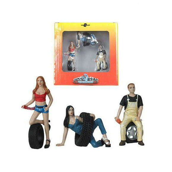 Motorhead Miniatures MH776 Figurine 3 Po. Échelle 1-24, Andie & Derek Ensemble de Pneus Brigade - 3 Pcs
