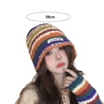 thumbnail image 5 of dianhelloya Women Winter Hat Colorful Striped Print Knitted Elastic Thickened Heat Retention Rainbow Color Anti-slip Washable Beanie Lady Cap Multicolor, 5 of 7