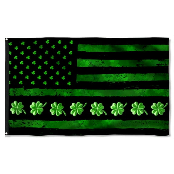 Irish Grommet Flag St Patrick’s Day Shamrock Flag 3x5Feet Banner with 2 Brass Grommets