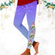 thumbnail image 4 of Gibobby Pantimedias Falsas Translúcidas Leggings de yoga ajustados con estampado navideño degradado para mujer diez (Morado, M), 4 of 5