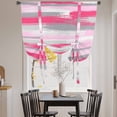 thumbnail image 3 of Pink Gray Stripes Tie Up Curtains 45 Inches Long, Kitchen Window Curtains Over Sink, Watercolor Modern Abstract Minimalist Small Window Curtains Shade Balloon Curtains Valances for Bedroom 34"x45", 3 of 8