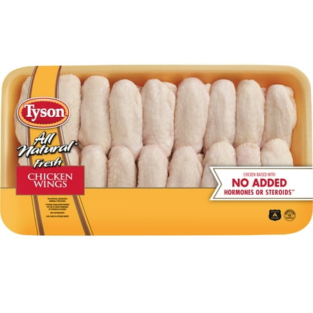 Tyson All Natural Chicken Wings Family Pack, 18g Protein per 4oz Serving, 4.25 - 5.3 lb Tray