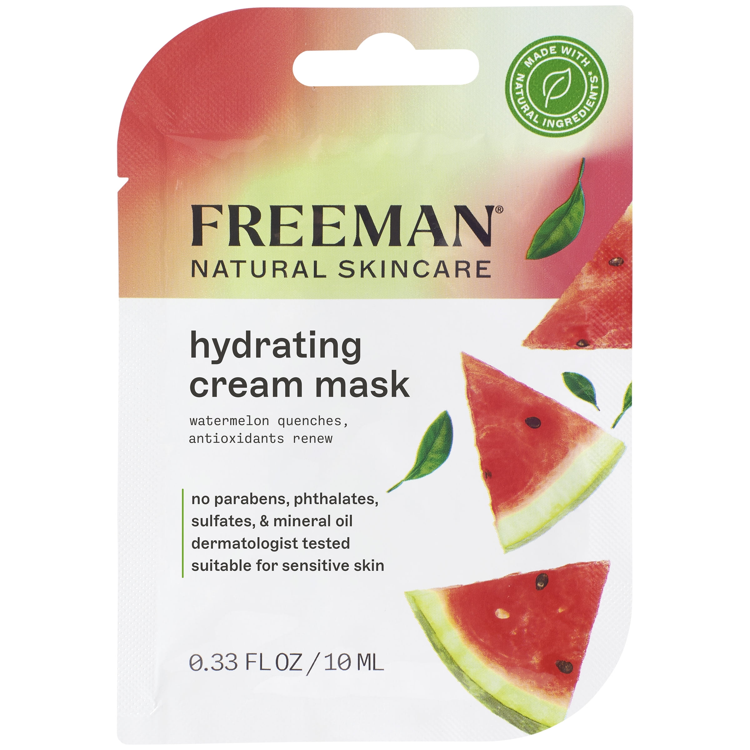 Freeman Natural Skincare Hydrating Watermelon & Antioxidant Cream Facial Mask