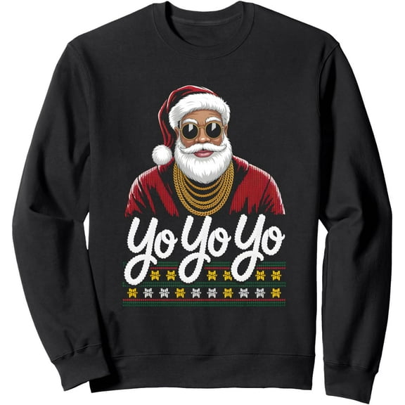 Yo! African Santa Candy Cane Christmas Sweater Sweatshirt