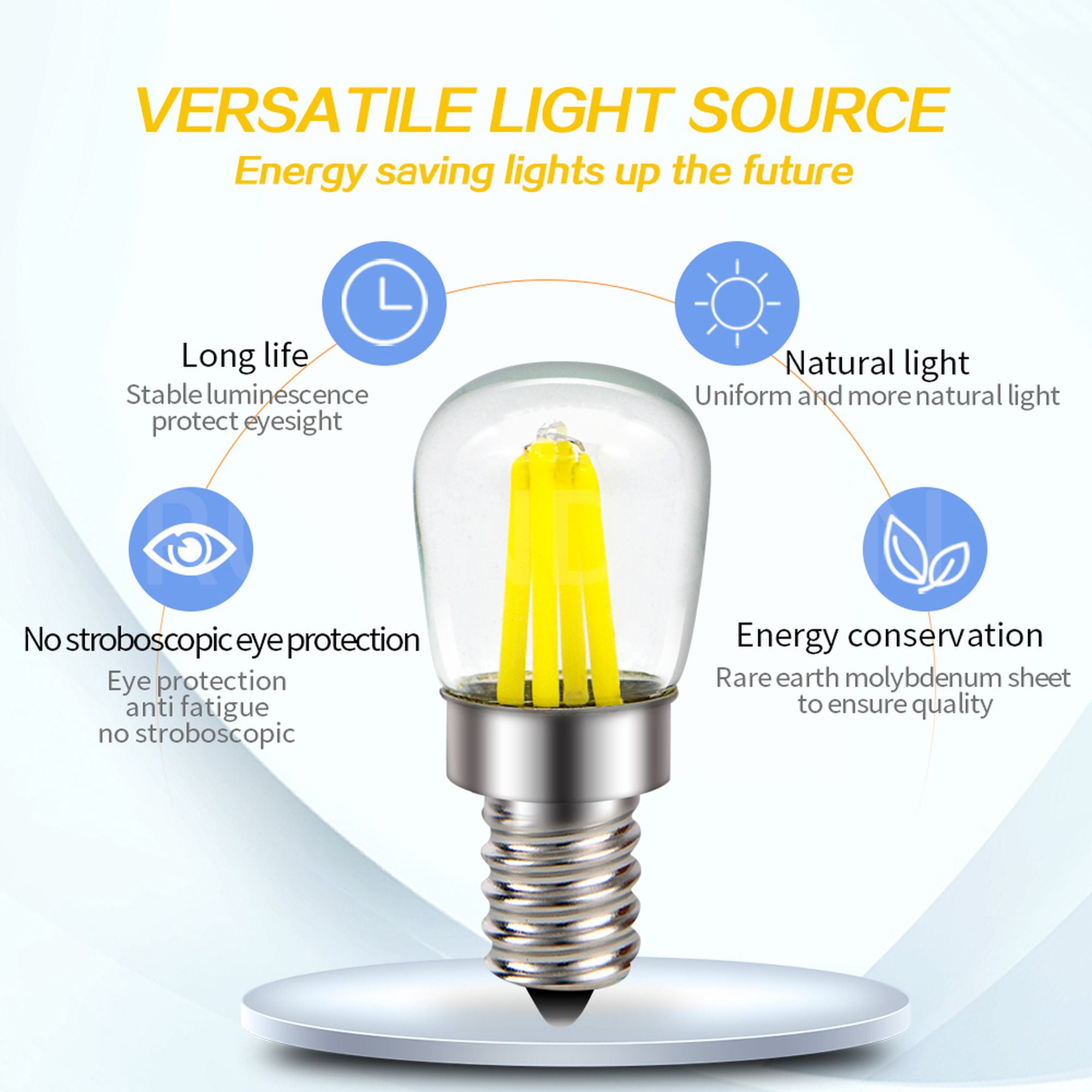 Ruiandsion E12 LED Bulb White 4 Filament 400LM 2W AC 110V IP65 Waterproof for Chandelier Marine Garden Light,(pack of 10)