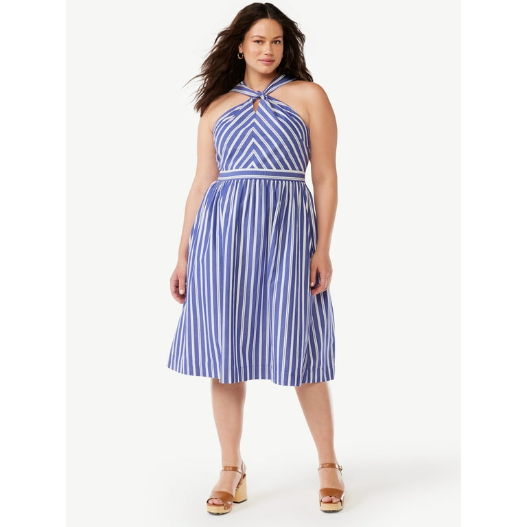 Free Assembly Women s Sleeveless Twist Knot Halter Fit and Flare