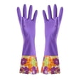thumbnail image 3 of Btomtd Rubber Gloves,Dishwashing Gloves,Cleaning Gloves,Cleaning Gloves Flower Rubber Velvet Long Gloves Household Gloves Antiskid Household Dish Washing Cleaning Gloves, 3 of 5