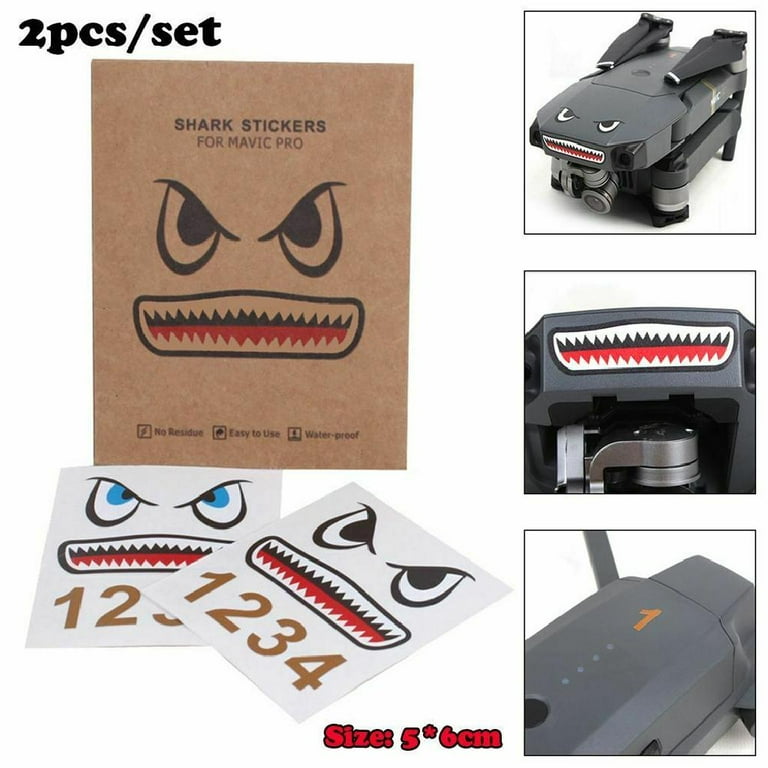 2X Shark Face Sticker RC Drone Decoration Adhesive Skin 3D Shark