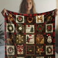 thumbnail image 3 of Snuggle-Ready, Cozy Christmas Throw Blanket - Vintage Crown, Snowman & Reindeer Print | Soft Flannel, All-Season Comfort | Perfect for Couch, Bed, Office & Travel, 3 of 6