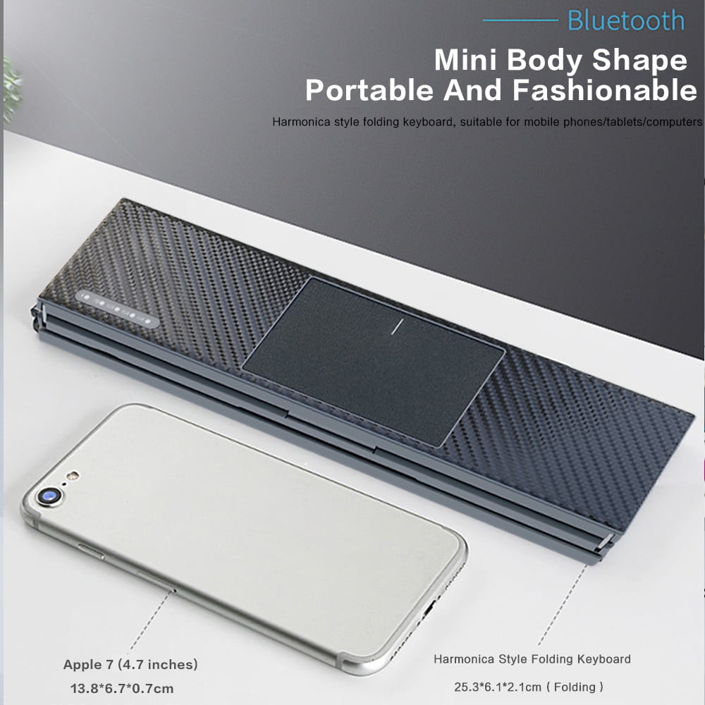 Tri-Fold Foldable Bluetooth Keyboard Built-in Touchpad, Rechargeable Wireless Travel Keyboard Multi Device Compatible for Smartphone Tablet