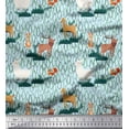 thumbnail image 1 of Soimoi Poly Georgette Fabric Rabbit,Sheep & Deer Kids Print Fabric by The Yard 42 Inch Wide, 1 of 3
