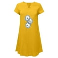thumbnail image 4 of Dyegold Sundresses for Women Casual Beach - Cotton Linen Dresses for Women V Neck Short Sleeve Dandelion Print Midi Sundresses ​Casual Graduation T Shirt ​​Dresses, 4 of 5